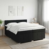 vidaXL Kontinentalsäng med madrass Svart 200 x 200 cm Tyg