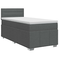 vidaXL Kontinentalsäng med madrass Mörkgrå 90 x 190 cm Tyg