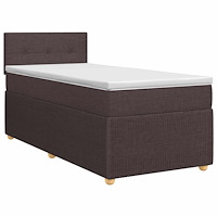 vidaXL Kontinentalsäng med madrass Mörkbrun 90 x 200 cm Tyg