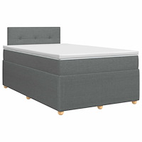 vidaXL Kontinentalsäng med madrass Mörkgrå 120 x 190 cm Tyg