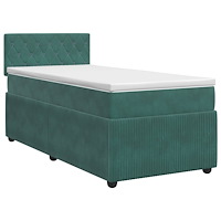 vidaXL Kontinentalsäng med madrass Mörkgrön 100 x 200 cm Sammet