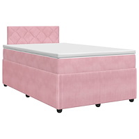 vidaXL Kontinentalsäng med madrass Rosa 120 x 200 cm Sammet