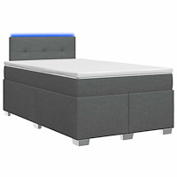 vidaXL Boxspring säng med madrass och LED Mörkgrå 120 x 190 cm Tyg