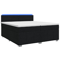 vidaXL Kontinentalsäng med madrass Svart 200 x 200 cm Tyg