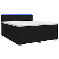 vidaXL Kontinentalsäng med madrass Svart 200 x 200 cm Tyg