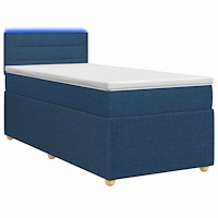 vidaXL Kontinentalsäng med madrass med huvudgavel Blå 90 x 190 cm Tyg