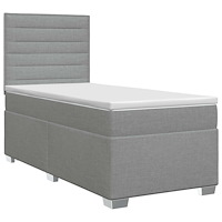 vidaXL Kontinentalsäng med madrass Ljusgrå 80 x 200 cm Tyg
