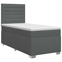 vidaXL Kontinentalsäng med madrass Mörkgrå 90 x 200 cm Tyg