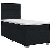 vidaXL Kontinentalsäng med madrass Svart 100 x 200 cm Tyg