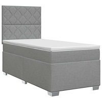 vidaXL Kontinentalsäng med madrass Ljusgrå 100 x 200 cm Tyg