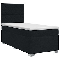 vidaXL Kontinentalsäng med madrass Svart 100 x 200 cm Tyg