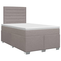 vidaXL Kontinentalsäng med madrass Taupe 120 x 200 cm Tyg
