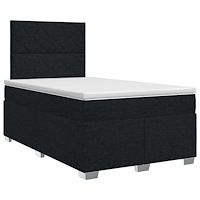 vidaXL Kontinentalsäng med madrass Svart 120 x 200 cm Tyg