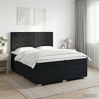 vidaXL Kontinentalsäng med madrass Svart 200 x 200 cm Tyg