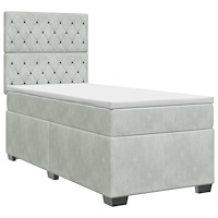 vidaXL Kontinentalsäng med madrass Ljusgrå 80 x 200 cm Sammet
