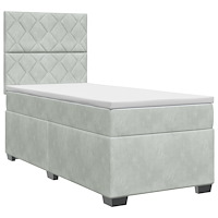 vidaXL Kontinentalsäng med madrass Ljusgrå 90 x 200 cm Sammet