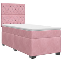 vidaXL Kontinentalsäng med madrass Rosa 100 x 200 cm Sammet