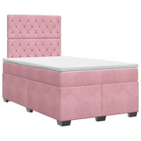 vidaXL Kontinentalsäng med madrass Rosa 120 x 200 cm Sammet