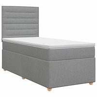 vidaXL Kontinentalsäng med madrass Ljusgrå 80 x 200 cm Tyg