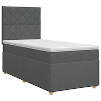 vidaXL Kontinentalsäng med madrass Mörkgrå 80 x 200 cm Tyg