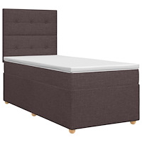 vidaXL Kontinentalsäng med madrass Mörkbrun 90 x 190 cm Tyg