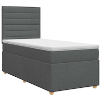vidaXL Kontinentalsäng med madrass Mörkgrå 90 x 200 cm Tyg