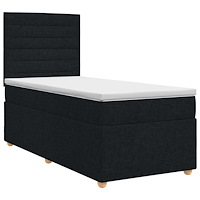 vidaXL Kontinentalsäng med madrass Svart 100 x 200 cm Tyg
