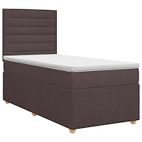 vidaXL Kontinentalsäng med madrass Mörkbrun 100 x 200 cm Tyg