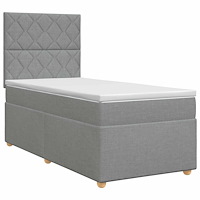 vidaXL Kontinentalsäng med madrass Ljusgrå 100 x 200 cm Tyg