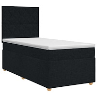 vidaXL Kontinentalsäng med madrass Svart 100 x 200 cm Tyg