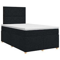 vidaXL Kontinentalsäng med madrass Svart 120 x 190 cm Tyg