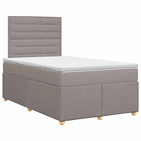 vidaXL Kontinentalsäng med madrass Taupe 120 x 200 cm Tyg
