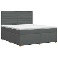 vidaXL Kontinentalsäng med madrass Mörkgrå 180 x 200 cm Tyg