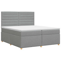 vidaXL Kontinentalsäng med madrass Ljusgrå 200 x 200 cm Tyg