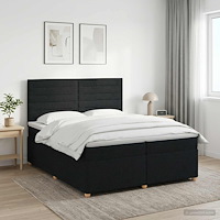 vidaXL Kontinentalsäng med madrass Svart 200 x 200 cm Tyg