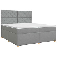 vidaXL Kontinentalsäng med madrass Ljusgrå 200 x 200 cm Tyg