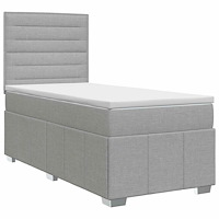 vidaXL Kontinentalsäng med madrass Ljusgrå 80 x 200 cm Tyg