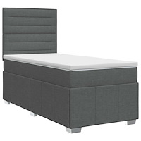 vidaXL Kontinentalsäng med madrass Mörkgrå 90 x 190 cm Tyg