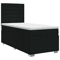 vidaXL Kontinentalsäng med madrass Svart 100 x 200 cm Tyg