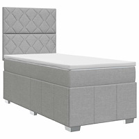 vidaXL Kontinentalsäng med madrass Ljusgrå 100 x 200 cm Tyg