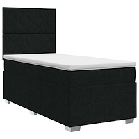 vidaXL Kontinentalsäng med madrass Svart 100 x 200 cm Tyg