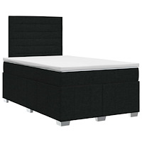 vidaXL Kontinentalsäng med madrass Svart 120 x 190 cm Tyg