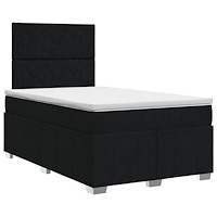 vidaXL Kontinentalsäng med madrass Svart 120 x 190 cm Tyg