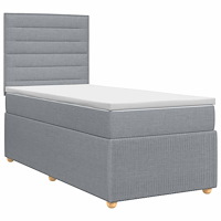 vidaXL Kontinentalsäng med madrass Ljusgrå 80 x 200 cm Tyg