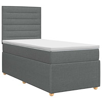 vidaXL Kontinentalsäng med madrass Mörkgrå 90 x 190 cm Tyg