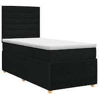 vidaXL Kontinentalsäng med madrass Svart 100 x 200 cm Tyg