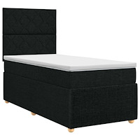 vidaXL Kontinentalsäng med madrass Svart 100 x 200 cm Tyg