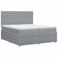 vidaXL Kontinentalsäng med madrass Ljusgrå 200 x 200 cm Tyg