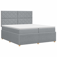 vidaXL Kontinentalsäng med madrass Ljusgrå 200 x 200 cm Tyg