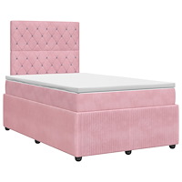 vidaXL Kontinentalsäng med madrass Rosa 120 x 200 cm Sammet